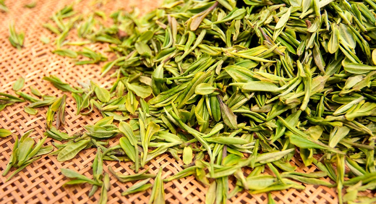 séchage des feuilles de thé vert